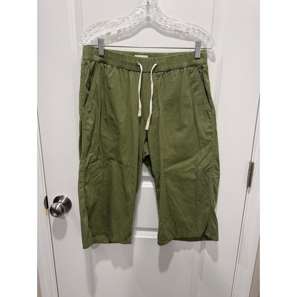 Pact Mens Shorts Organic Cotton Drawstring Olive Green Size M